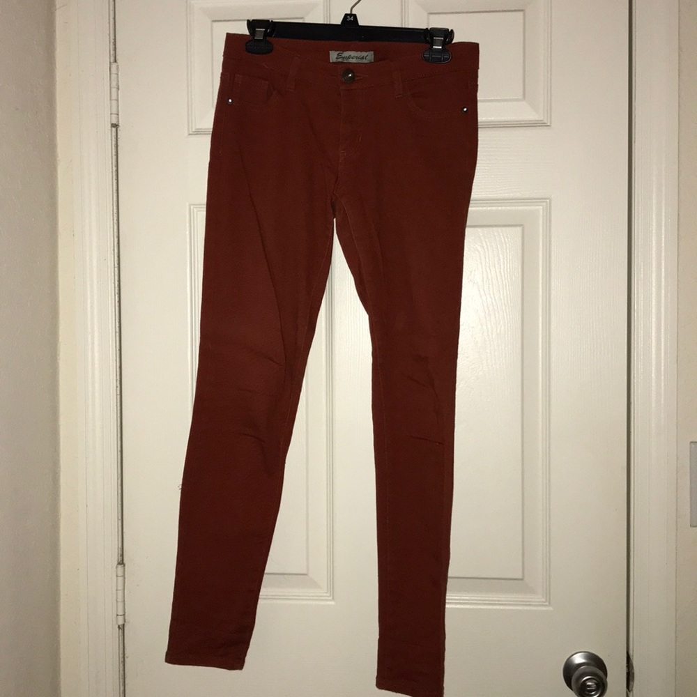 Orange denim jeans